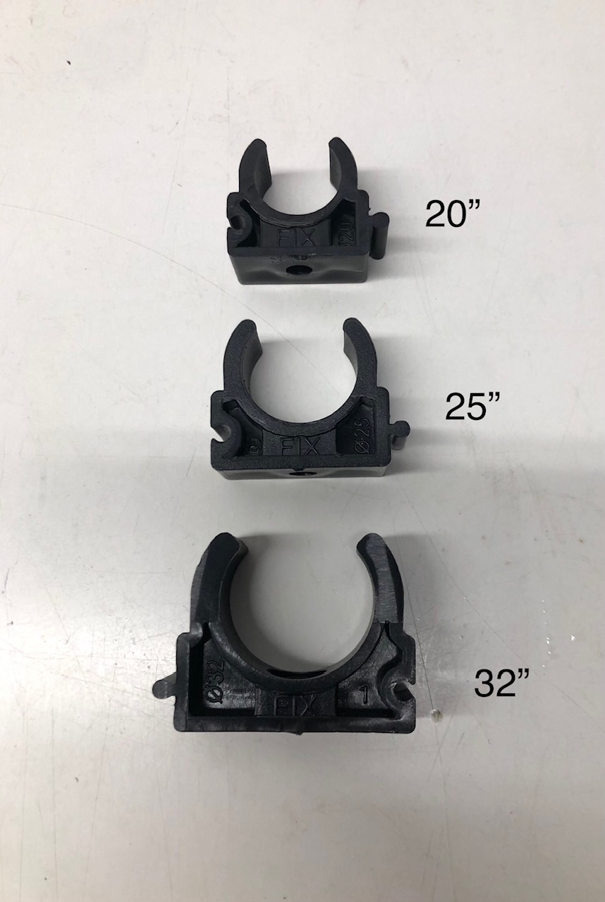Moldes de  Abraçadeiras para Eletrodutos de Tamanhos 20”, 25” e 32”